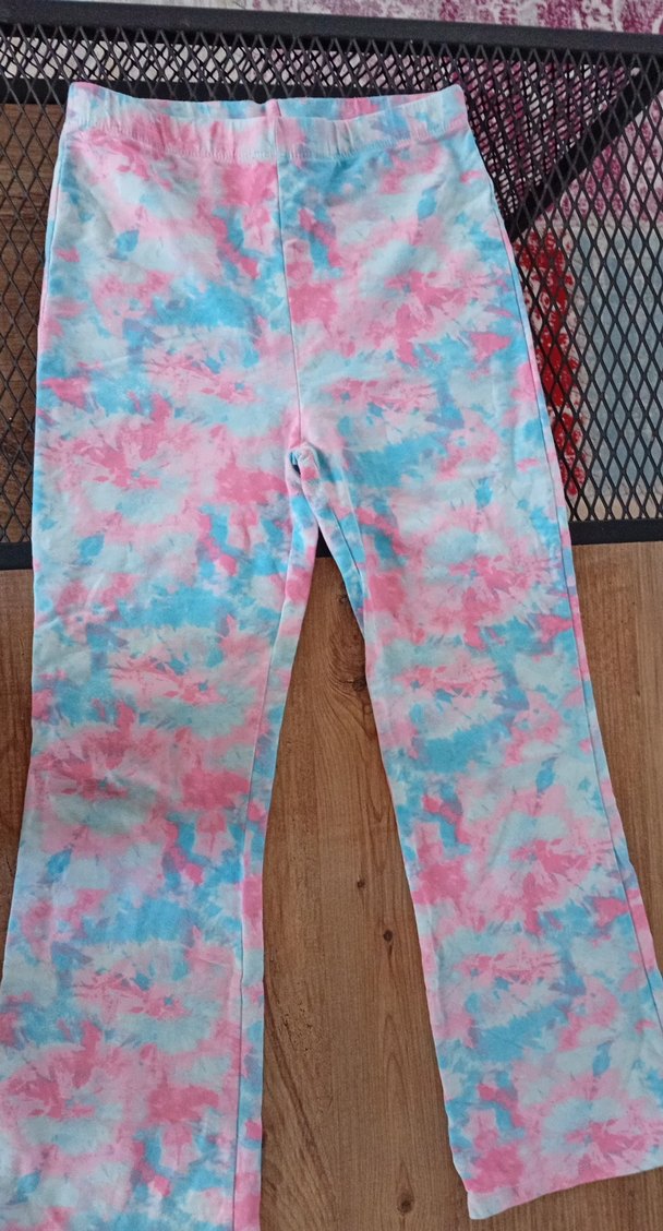 Kızlar için Pastel Renkli Bağlama Desenli Bol Paça Pantolon - Görsel 2