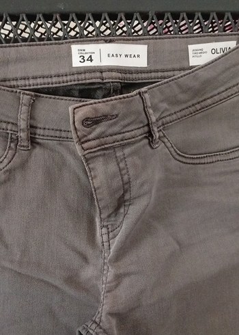 Gri Kadın Denim Pantolon Midi Boy - Görsel 2