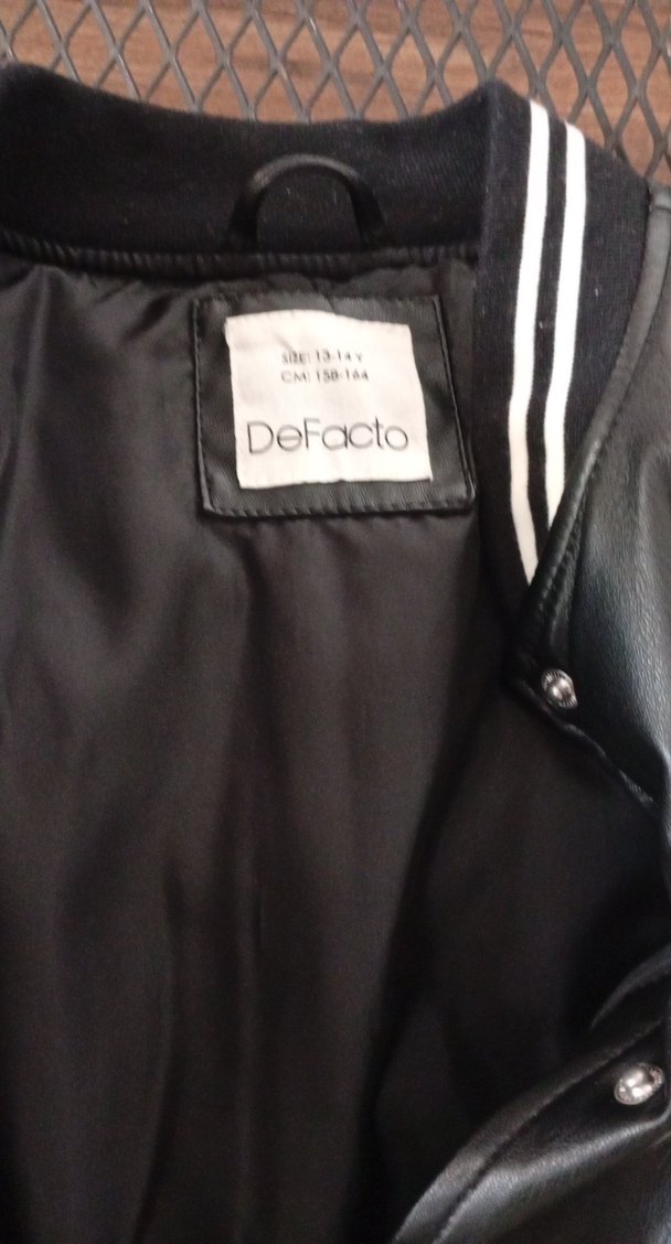 Siyah Beyaz Deri Spor Ceket - Görsel 2