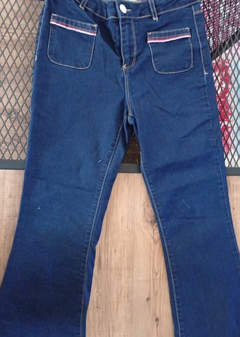 Kadın Renkli Batik Desenli Kemerli Denim Pantolon - Görsel 2