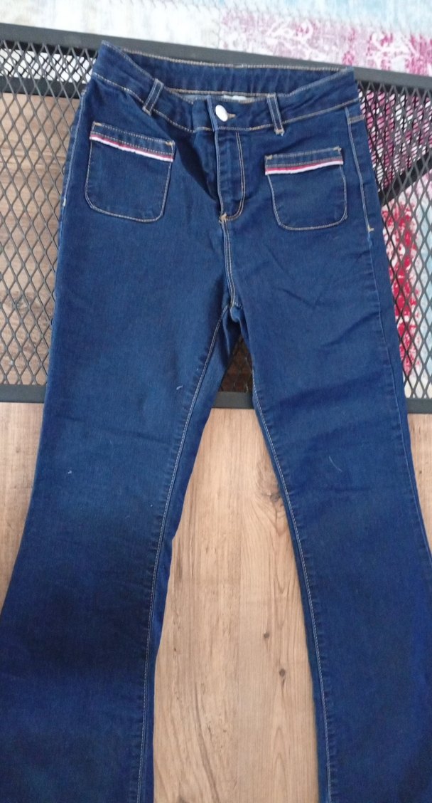 Kadın Renkli Batik Desenli Kemerli Denim Pantolon - Görsel 2