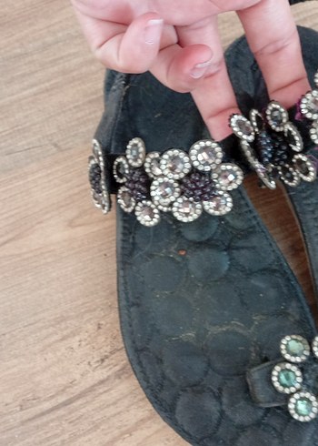 37 Beden çeşitli Renk Boncuk Detaylı Yılan Desenli Bohem Kadın Sandalet