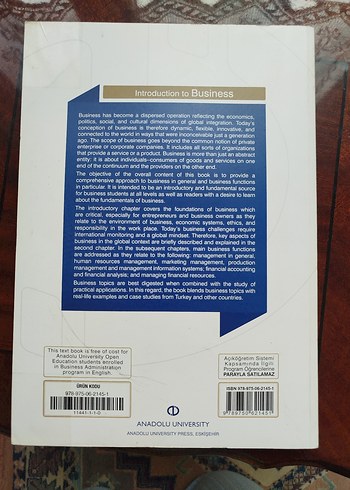 Anadolu Üniversitesi Introduction to Business Kitabı - Görsel 2