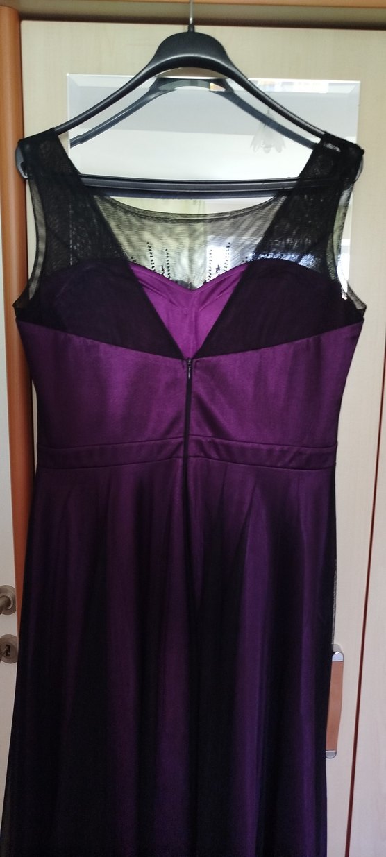 Parlak Mor Pul Detaylı Uzun Kadın Abiye Elbise - Görsel 4