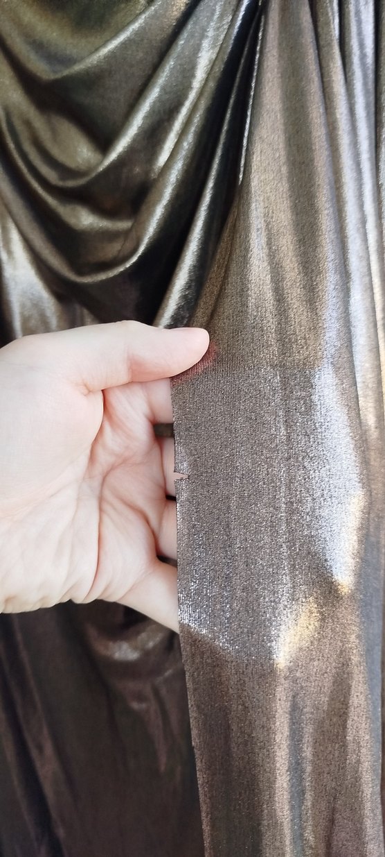 Kahverengi Parlak Taş Detaylı Drapeli Uzun Abiye Elbise - Görsel 5