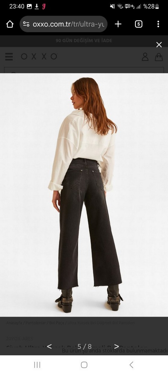 Düğmeli Siyah Kadın Denim İspanyol Paça Pantolon - Görsel 4