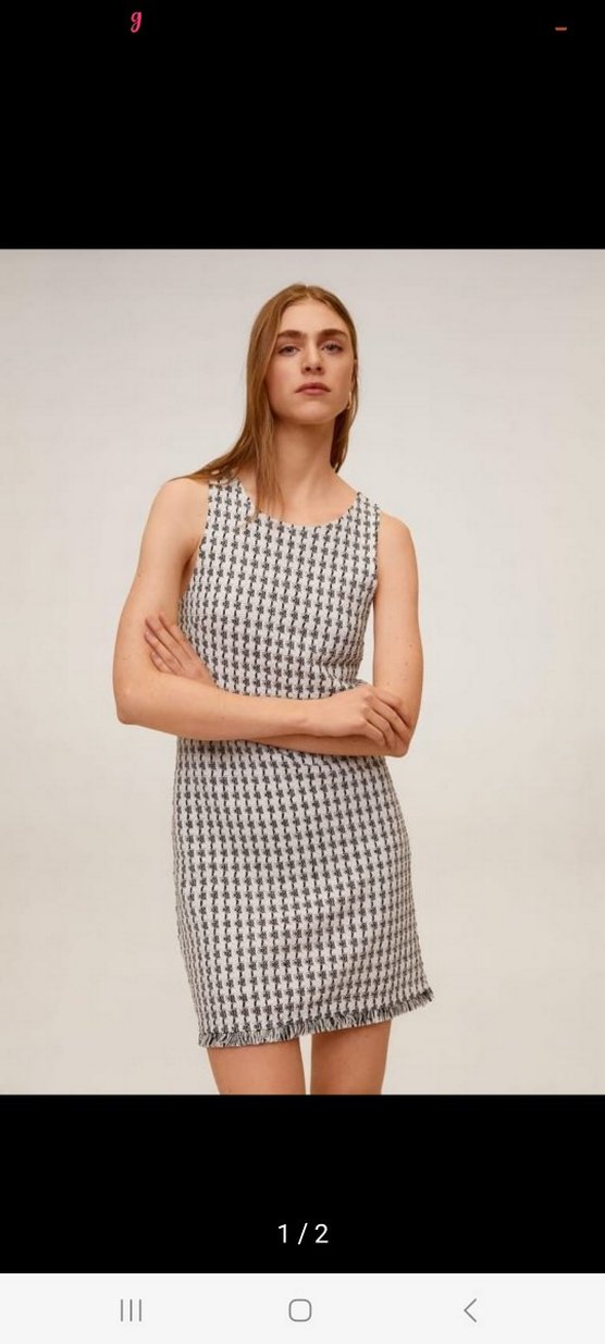 Gri Desenli Kolsuz Mini Elbise - Görsel 2