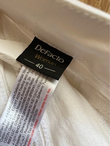 40 Beden beyaz Renk Defacto Beyaz Dar Paça Pantalon