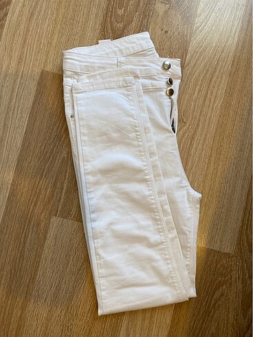 Defacto Beyaz Dar Paça Pantalon