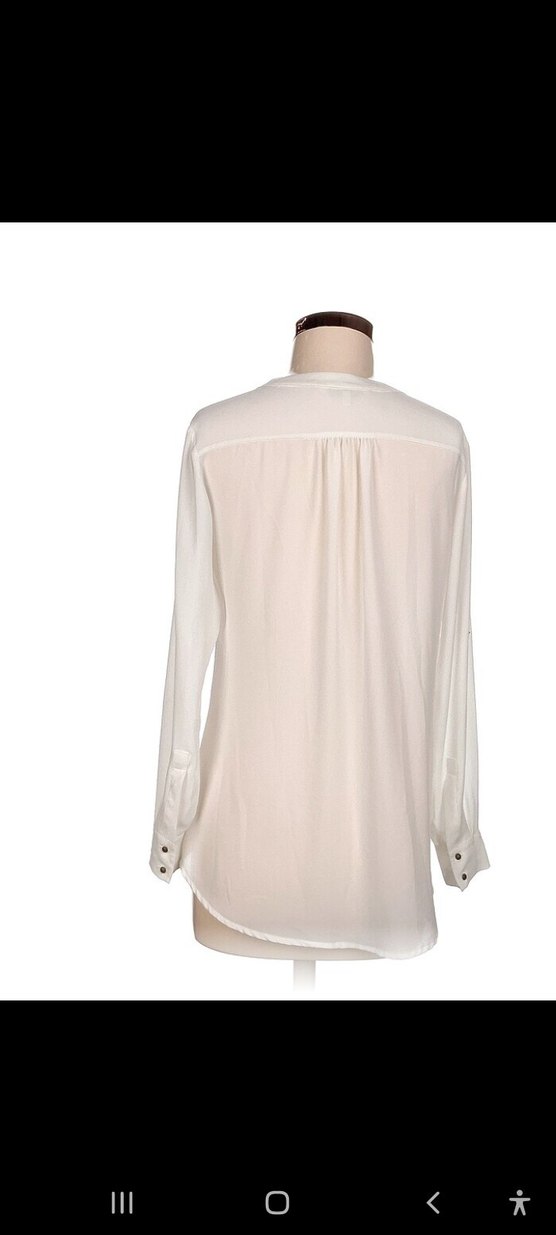 HERRY- Beyaz V Yaka Düğmeli Kadın Gömlek - Görsel 3