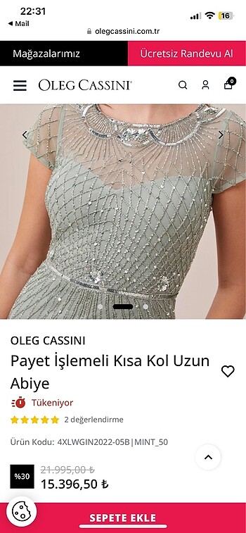 Oleg Cassini Abiye gece elbisesi