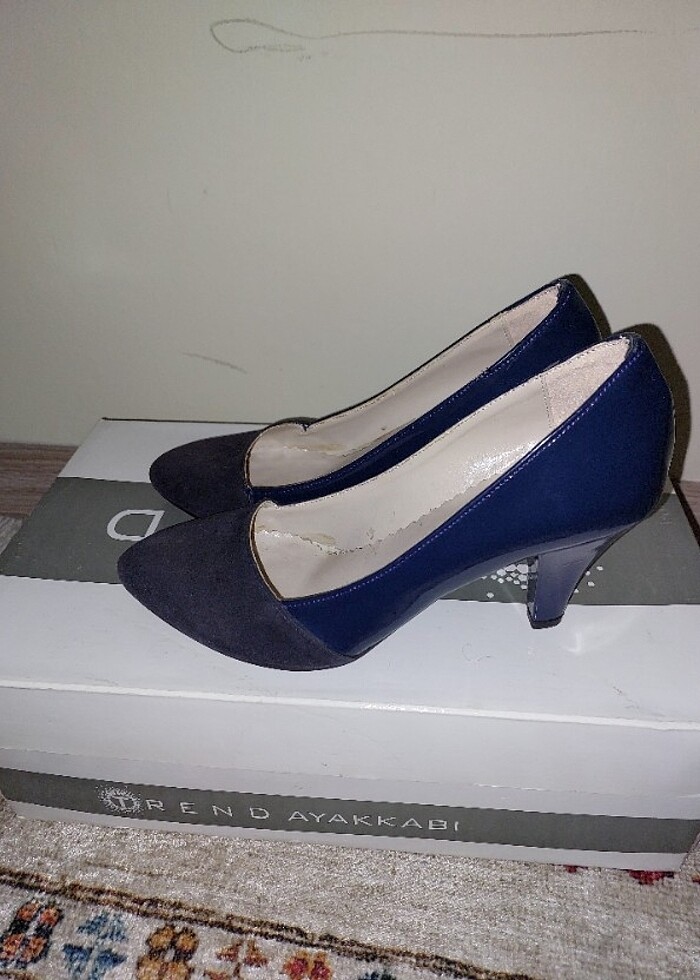Lacivert topuklu ayakkabı - Görsel 4
