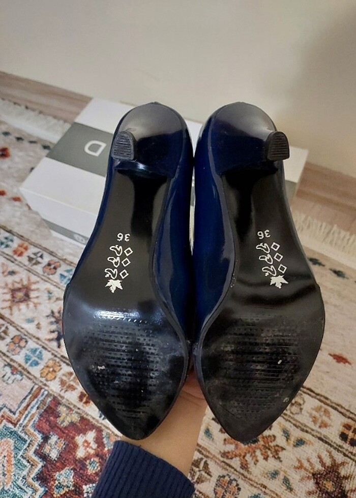 Lacivert topuklu ayakkabı - Görsel 5