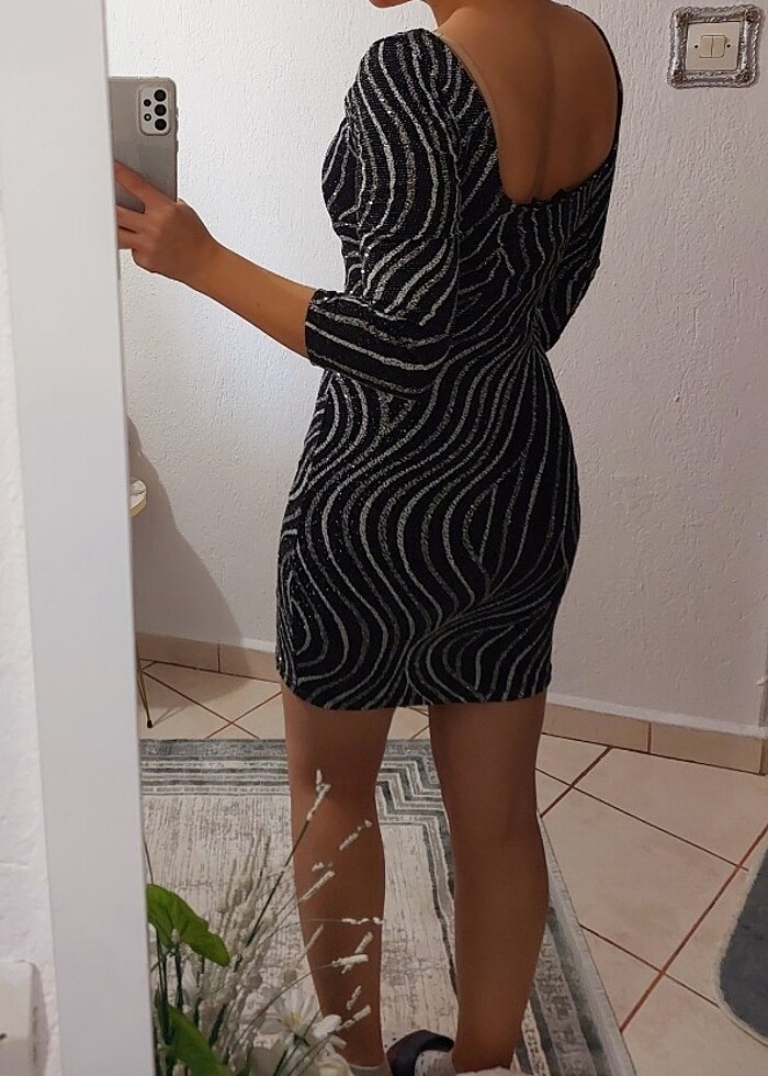 Simli mini gece elbisesi - Görsel 2