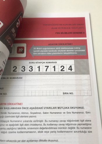 Beden Renk 3D AYT Fen Bilimleri Simülasyon Denemeleri 10'lu
