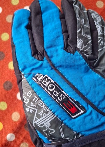 Renkli Desenli Mavi Biker Erkek Eldiveni - Görsel 5