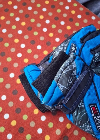 Renkli Desenli Mavi Biker Erkek Eldiveni - Görsel 2