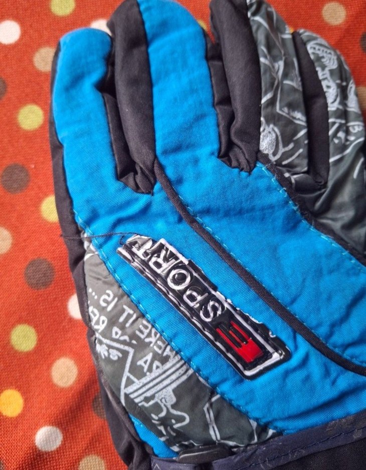 Renkli Desenli Mavi Biker Erkek Eldiveni - Görsel 5