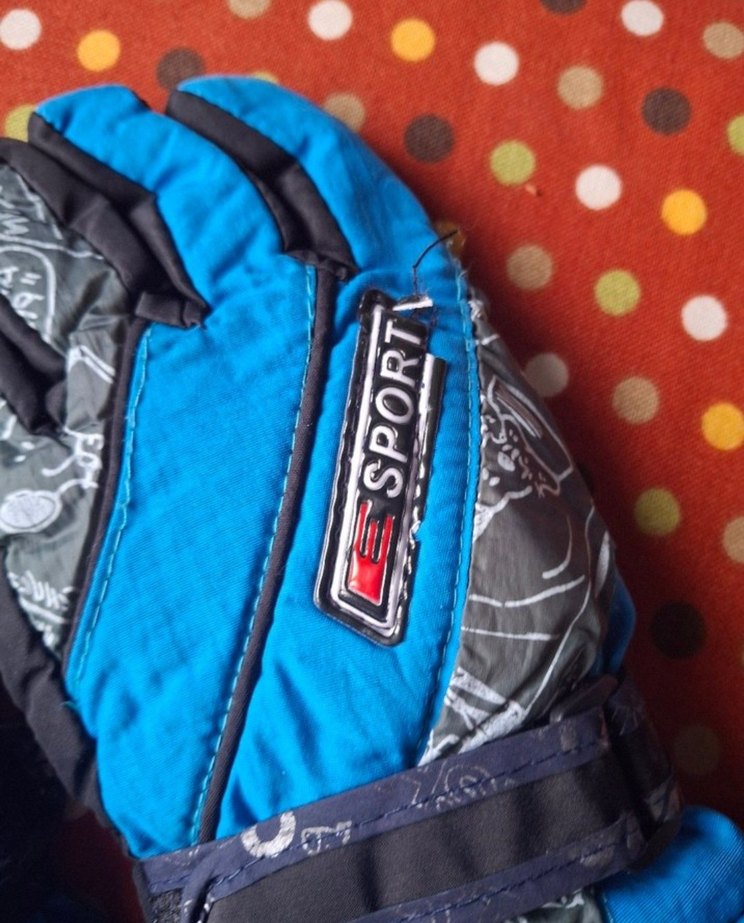 Renkli Desenli Mavi Biker Erkek Eldiveni - Görsel 4