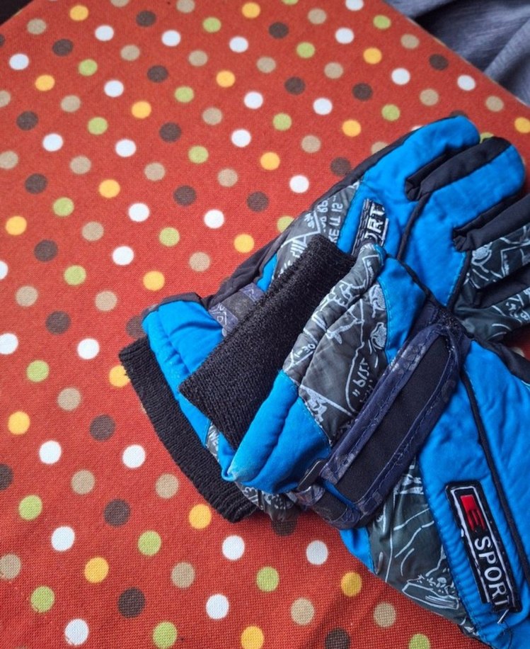 Renkli Desenli Mavi Biker Erkek Eldiveni - Görsel 2