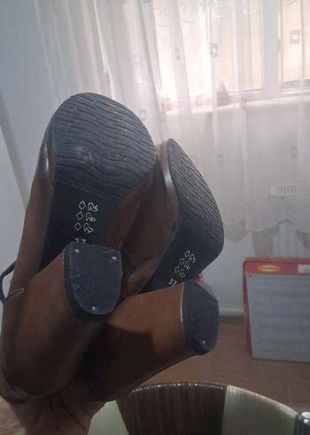 Kahverengi Deri Kadın Dolgu Topuk Biker Bot - Görsel 6