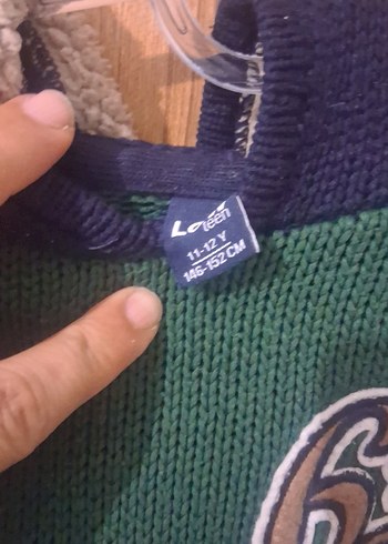 Erkek Çocuk Yeşil Kapüşonlu Triko Sweatshirt - Görsel 2