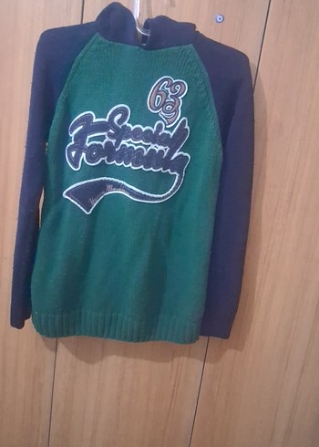 Erkek Çocuk Yeşil Kapüşonlu Triko Sweatshirt - Görsel 3