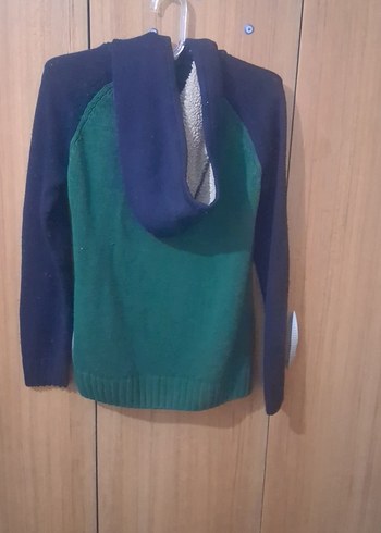 Erkek Çocuk Yeşil Kapüşonlu Triko Sweatshirt - Görsel 4