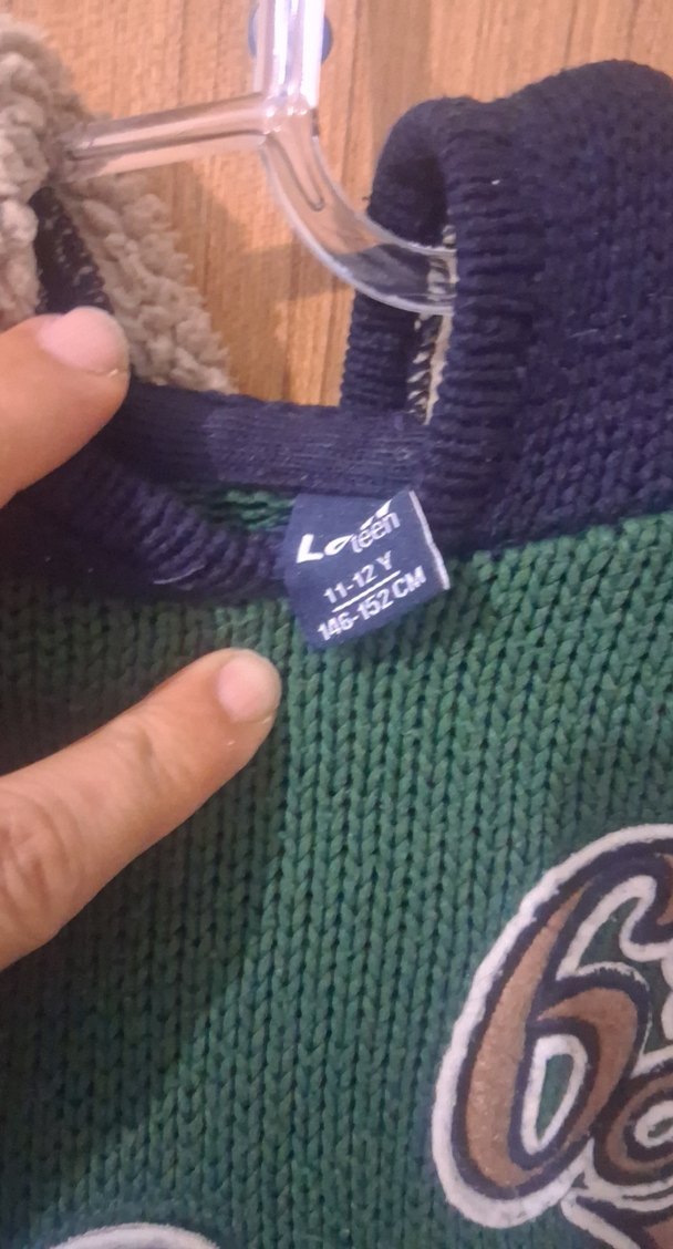 Erkek Çocuk Yeşil Kapüşonlu Triko Sweatshirt - Görsel 2