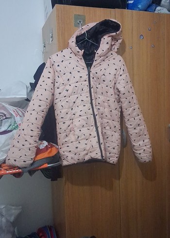 Kız Çocuk Pembe Kapüşonlu Fermuarlı Mont.boy 60 en 42 - Görsel 2