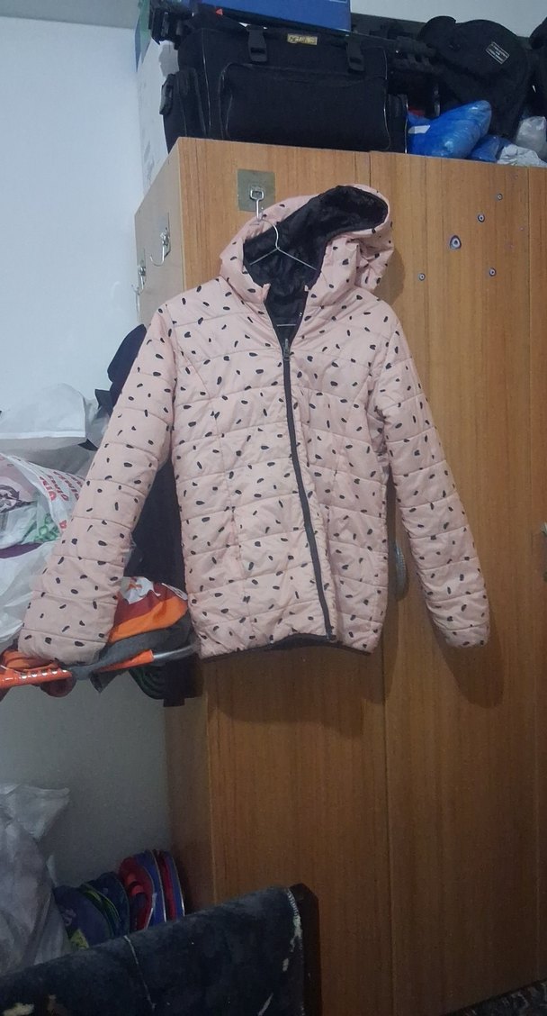 Kız Çocuk Pembe Kapüşonlu Fermuarlı Mont.boy 60 en 42 - Görsel 2