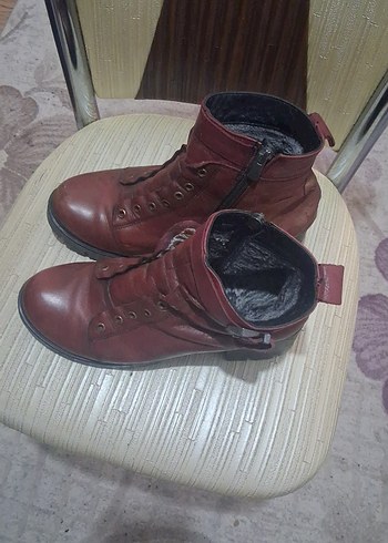 Kahverengi Deri Kadın Yüksek Topuklu Bot - Görsel 4