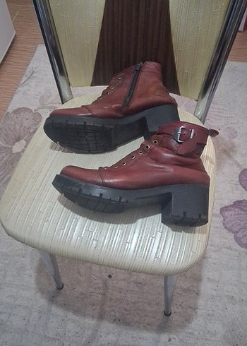 Kahverengi Deri Kadın Yüksek Topuklu Bot - Görsel 5