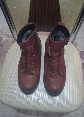 Kahverengi Deri Kadın Yüksek Topuklu Bot - Görsel 6