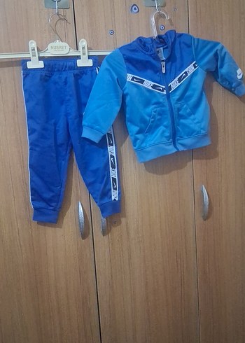 Mavi Bebek Eşofman Takımı Velcro Detaylı - Görsel 3