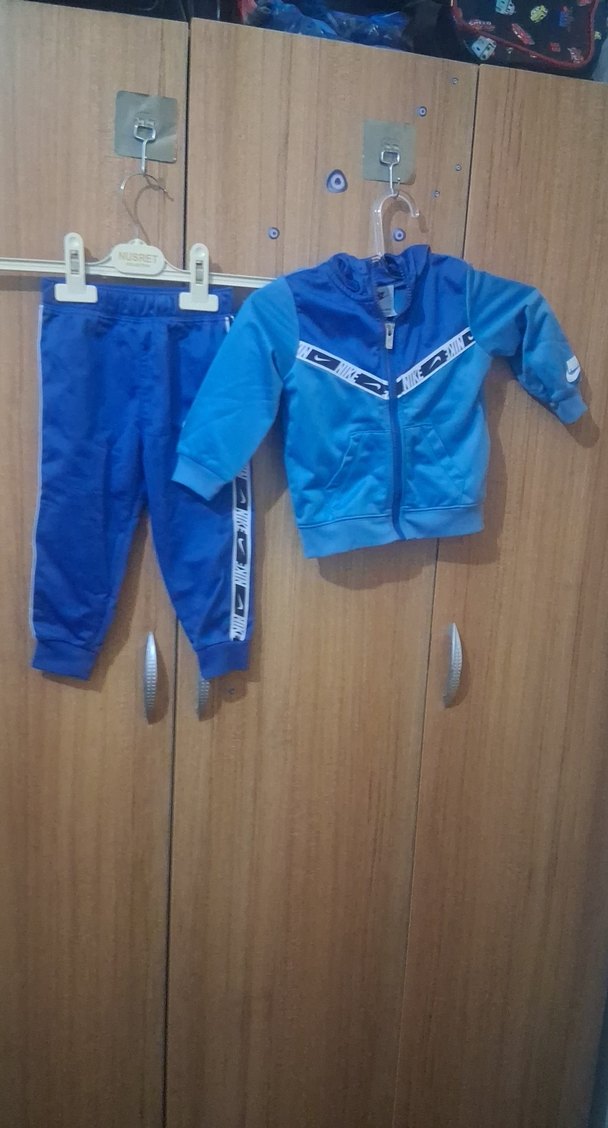 Mavi Bebek Eşofman Takımı Velcro Detaylı - Görsel 2