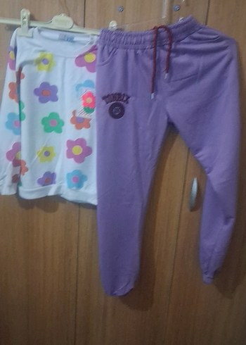 Kız Çocuk Mor Eşofman Takımı Çiçek Desenli - Görsel 5