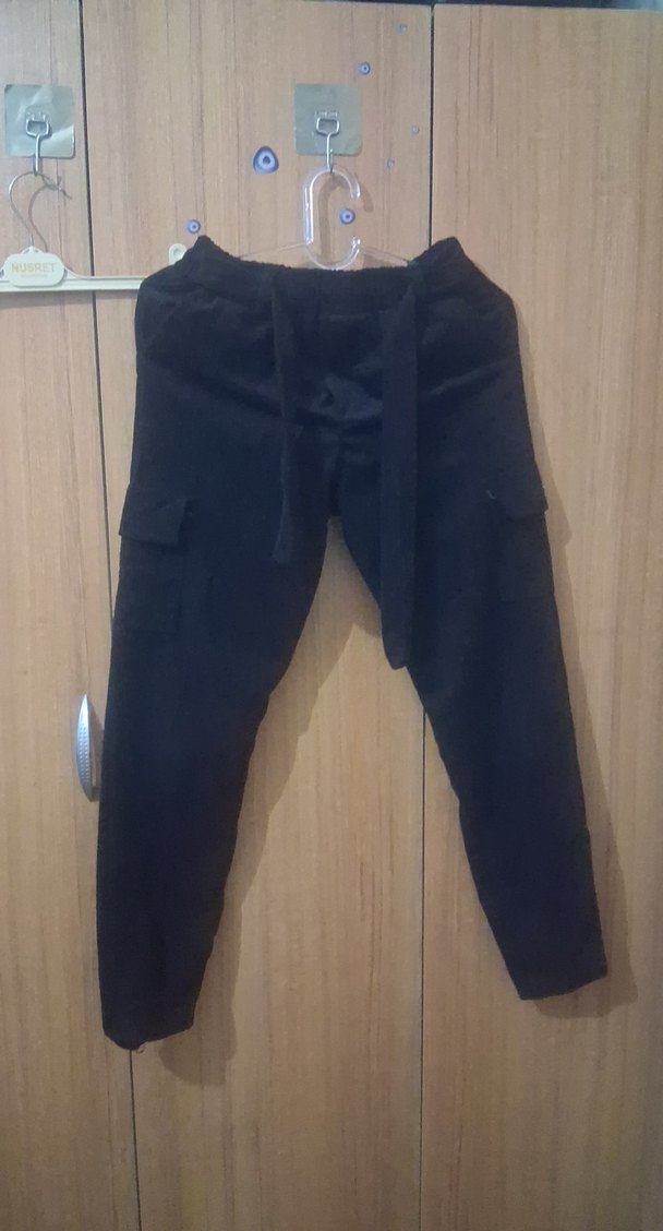 cocuk Siyah Bol Kesim Kemerli Denim Pantolon - Görsel 3