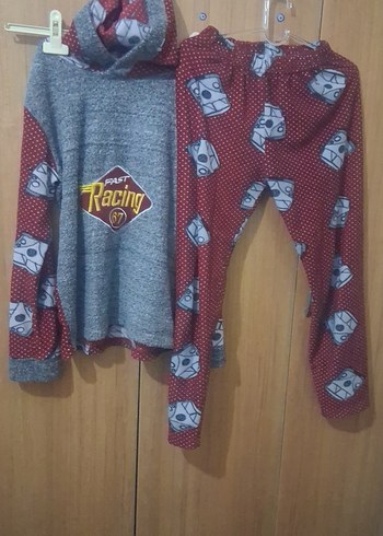 Erkek Çocuk Gri Desenli Rahat Eşofman Takımı - Görsel 2