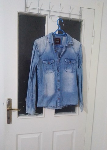 s Beden mavi Renk Kadın Mavi Batik Desenli Denim Ceket