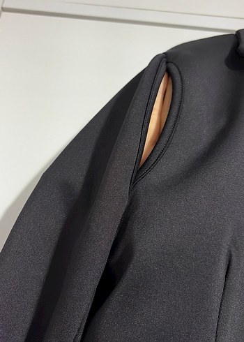 Düğmeli Siyah Kadın Midi Blazer - Görsel 2