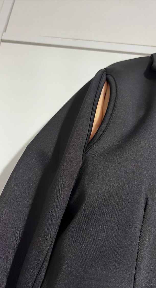 Düğmeli Siyah Kadın Midi Blazer - Görsel 2