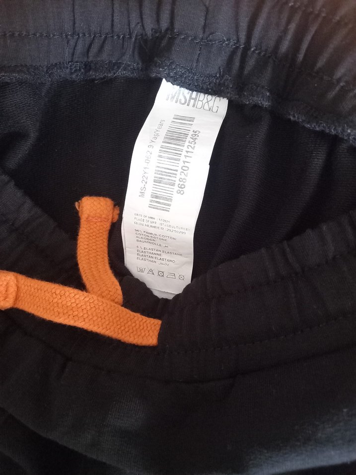 Siyah Nakışlı Erkek Çocuk Eşofman Altı kapri boydur - Görsel 5