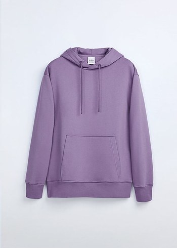 Unisex Mor Kapüşonlu Sweatshirt