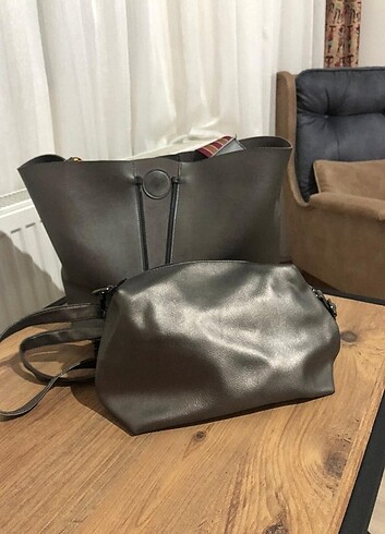 Beden gri Renk Nas bag 2li çanta
