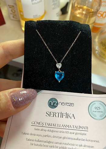 Mavi Kalp Mini Kolye 925 Ayar - Görsel 2