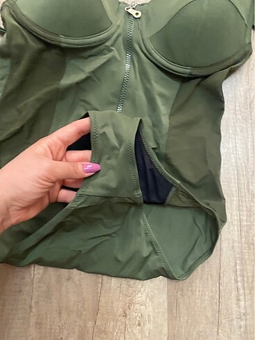 44 Beden haki Renk Tül detaylı mayo