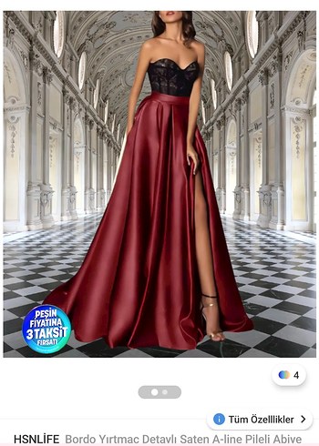 Bordo Uzun Abiye Etek
