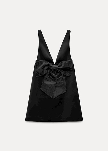 Siyah V Yaka Uzun Kadın Kokteyl Elbisesi - Görsel 4