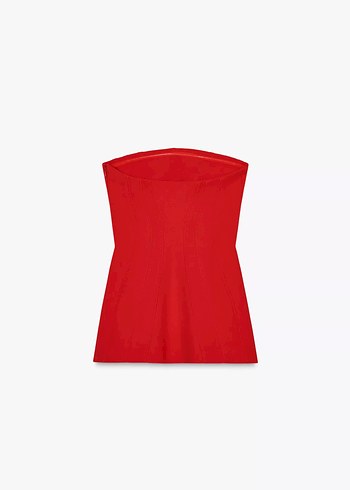 Kırmızı Straplez Mini Elbise - Görsel 6